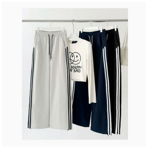 Women's High Waist Wide Leg Loose Fit <b>Silk</b> Screen Printed Solid Sweatpants Drawstring Autumn Casual <b>Pants</b> Polyester Knitted - Product Image 5
