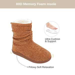 Scarpette da donna con Design unico drappo alla caviglia antiscivolo resistente in pile Sole in Memory Foam in ciniglia - Product Image 4