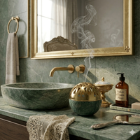 Brûleur d'encens en marbre travertin de luxe, pierre naturelle, brûleur de bakhoor, décoration d'intérieur arabe, Mubkhar