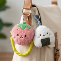 Porte-monnaie en peluche rond motif fruits de dessin animé (pomme, poire, ananas) – Mini sac pour écouteurs, porte-clés, pendentif, logo personnalisé pour enfants et femmes