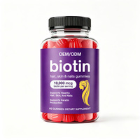 Complément alimentaire en gommes OEM 10000 MG Biotine Accélérateur de croissance capillaire, favorise la santé de la kératine, la santé intestinale et la protection antioxydante
