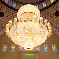 Éclairage en cristal lustre à LED islamique décoration de hall d'hôtel conception de mosquée islamique cuivre métal moderne 80 500 personnalisé