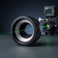 Boîtier de lentille optique usiné CNC de précision, anodisé noir, avec barillet fileté, composant d'alignement laser vert