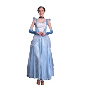 Costume da Principessa Blu per Festa a Tema Halloween e Carnevale, Abito con Gonna da Protagonista di Fiabe, in Poliestere, per Donne Adulte - Product Image 3