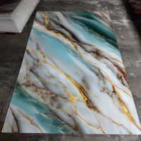 Panel de Pared y Techo de PVC con Acabado Brillante, Estilo Moderno, Imitación Mármol, con Protección UV