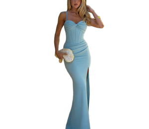 35225 #   Vestido de Noche de Sirena de Satén con Abertura Alta, Cintura Natural, Largo hasta el Suelo, con Cuentas Festoneadas, Estilo Nuevo 2026 - Product Image 3