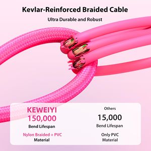 Neon Pink 3,3 Fuß rechtwinkliges Fender-E-Gitarren-<span class=keywords><strong>Amp</strong></span>-Kabel 20AWG 99,99% OFC 1/4 Instrumenten kabel Dual Shielded Nylon Braided - Product Image 5