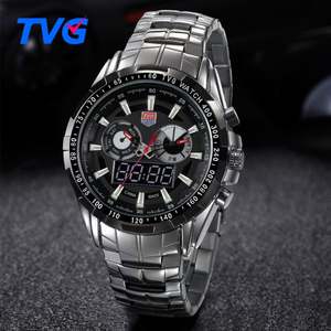 Relógio Digital Personalizado para Meninos TVG 579 Barato com Pulseira de Aço Exclusiva Duplo Display Calendário Cronômetro Relógio de Pulso Empresarial - Product Image 2