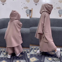 Nouvel Abaya Musulman Design Habib pour Enfants, Ensemble Robe à Capuche 2 Pièces, Haut et Jupe à Capuche Deux Pièces pour Enfants – Vente en Gros