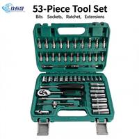 Jeu de douilles à cliquet réversibles CR-V 53 pièces, 1/4, 3/8, 1/2 pouce, outils à main pour atelier de réparation automobile – Vente chaude