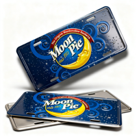 Placa de Matrícula de Aluminio 3D Personalizada con Relieve, Estilo Retro Nostalgia, Decoración Impermeable con Diseño de Dulces, Chocolate, Malvaviscos, Snacks, Diner y Bebidas de Fábrica