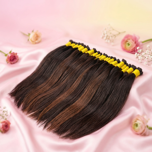 Cheveux naturels 100% humains vietnamiens, qualité artisanale, provenant d'un seul donneur, prêts à être expédiés, compatibles avec la décoloration, mèches solides. - Product Image 1