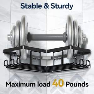 มุมกาวแคดดี้อาบน้ําโลหะกันสนิมห้องน้ําไม่มีการเจาะติดผนังชั้นวางห้องน้ํา - Product Image 2