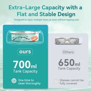 New Souncrise 700ml 48KHz 18W Ultrasonic Stainless Steel Jewelry Cleaner Digital Timer for Dentures Glasses Household Essentials - Product Image 5