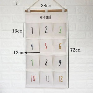 Yuyang 12 Pockets Cotton Linen Digital <b>Hanging</b> <b>Storage</b> Bag Behind <b>Doors</b> Wall Pocket Organizer With Numbers <b>Hanging</b> <b>Storage</b> Bag - Product Image 3