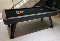 Mesa de Billar Portátil de Madera Sólida, Diseño Moderno y de Lujo, Personalizable, con Bolsillos de Cuero Auténtico, Diseño Duradero