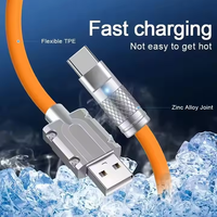 Câble USB en silicone 120W 6A pour iPhone 14 13 12 11 Max 180 câble de date de charge ultra rapide rotatif pour cordon de chargeur Huawei