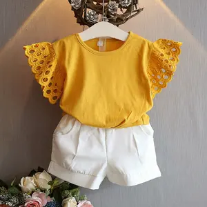 ホットセール夏の子供服セット100種類のデザインの赤ちゃんの女の子の服セット2個の大きな子供服