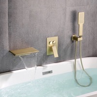 Robinet de douche de baignoire encastré en cuivre à poignée unique, avec cartouche céramique, jet pluie, mural, pré-encastré, chaud/froid