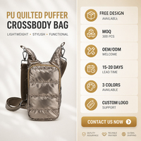 Sac à bandoulière portable en PU rembourré pour bouteille d'eau, grande capacité, pour extérieur, sacoche de rangement pour épaule et cou, design détachable