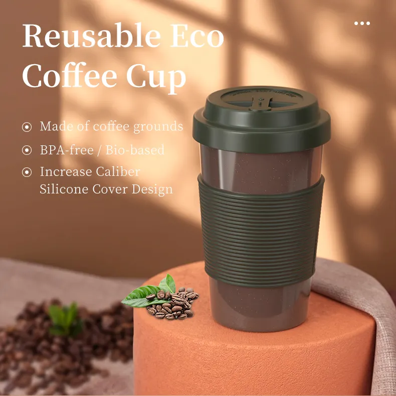 Neuzugang 12 Unzen Silikon-Überlauf-Überzug mit Deckel PLA heißresistente Kaffeebecher Wassertasse Becher