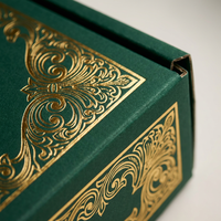 Boîte d'expédition en carton vert personnalisée avec logo, motif floral en feuille d'or, carton ondulé pour cadeaux, pour les marques DTC