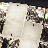 Lustre circulaire moderne en cristal LED et marbre 2025, suspension réglable pour salon et maison