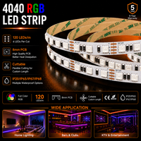 Bande lumineuse LED RGB 12V 24V 4040 120 LED/M 8MM 14W/M Bande rétroéclairée en cuivre pour décoration Longueur 6M