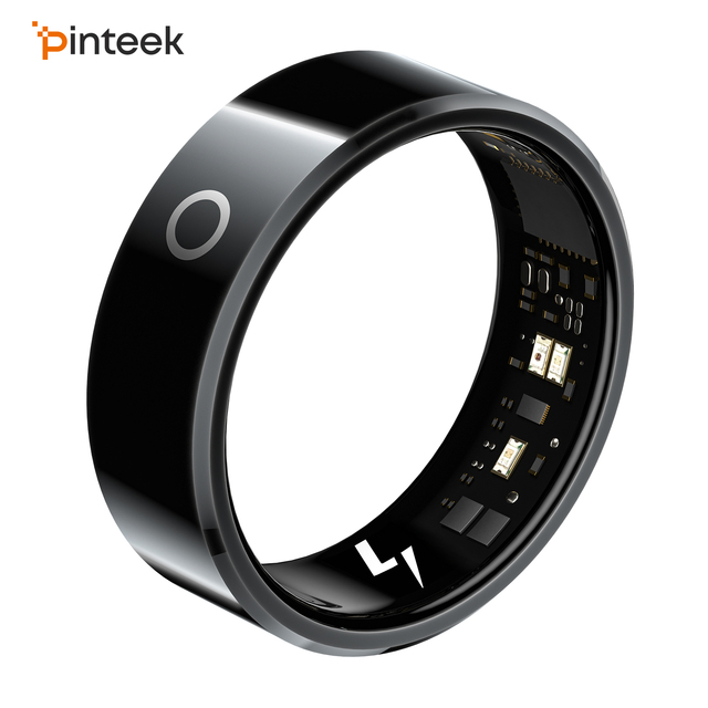 Pinteek RN01 Smart Ring 8-13 Size 5ATM Waterproof 7 Days Battery Life WithTouch Control for Men Women