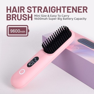 Fengmang OEM ODM riscaldamento rapido ionico liscio pettine personalizzato Logo viaggio Mini Cordless Wireless ionico USB piastra per capelli <span class=keywords><strong>spazzola</strong></span> - Product Image 4