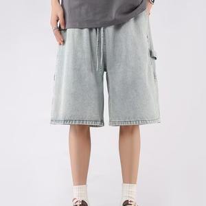 Men's Denim Spring Breathable Woven <b>High</b> Street Brand 2024 New Casual Trendy Five-Point Shorts Loose Wide-Leg Pants - Product Image 6