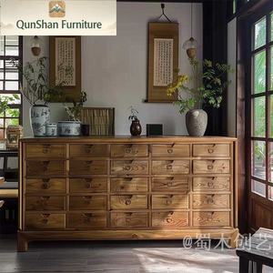 Mueble de Almacenamiento Moderno de Estilo <span class=keywords><strong>Chino</strong></span> con Ocho Cajones, de Madera Maciza de <span class=keywords><strong>Olmo</strong></span> Rústico, para Organización del Hogar y Villas - Product Image 5