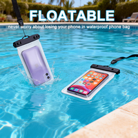 Pochette étanche pour téléphone portable flottante gonflable en TPU, sac étanche universel IP68 pour téléphone portable