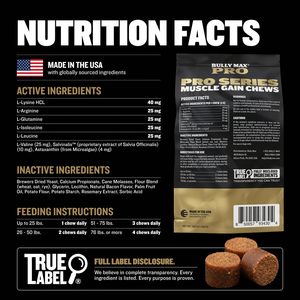 BLUE WHALE Bully <span class=keywords><strong>Max</strong></span> 11-en-1 Friandises à mâcher pour développer les muscles des chiens, riches en protéines et acides aminés, recommandées par les vétérinaires, pour chiots et adultes de toutes races et âges - Product Image 4