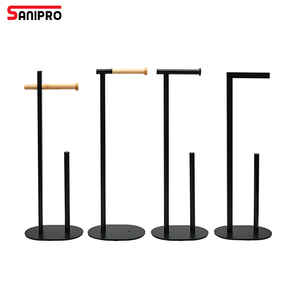 SANIPRO Custom Modern <strong>Black</strong> <strong>Freestanding</strong> Towels Rack Bathroom Rustproof Tissue <strong>Holder</strong> <strong>Toilet</strong> Paper <strong>Roll</strong> <strong>Holder</strong> - Product Image 1