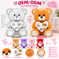 Ours en peluche personnalisé 4 couleurs avec cœur 'Je t'aime' – Cadeau de Saint-Valentin pour amoureux – Vente en gros OEM ODM