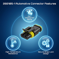 Connecteur automobile étanche en cuivre 3 broches 282105-1 AMP Superseal série 1.5, boîtier mâle, bornes, joints, noir, 12V 3A