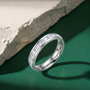 Waterproof 18K <b>Gold</b> Plated 304 Stainless Steel Eternity <b>Ring</b> Dainty Channel <b>Set</b> Lab Created Zircon Stackable Wedding Band Trendy - Product Image 6