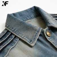 Veste en jean cargo surdimensionnée vintage délavée 100% coton, design original XUFEI, fabricant OEM personnalisé, streetwear