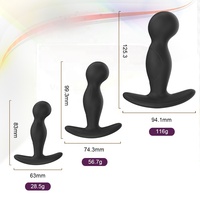 3 Ensembles de Plugs Anaux en Silicone Noir, Souples et Flexibles, pour Plaisir Anal Homme Femme, avec Grosses Perles, pour Fesses et Anus