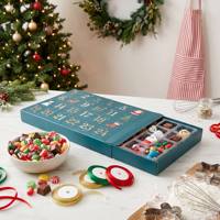 Calendrier de l'Avent Unique Boîte Mystère 24 Jours de Noël, Vide avec Diviseurs en Plastique Thermoformé, Prêt à Ouvrir pour Friandises de Fêtes