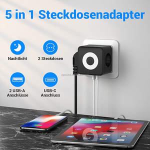 Prise murale électrique <span class=keywords><strong>Powercube</strong></span> Europe SCHUKO, prise murale encastrée avec <span class=keywords><strong>USB</strong></span> et veilleuse - Product Image 4