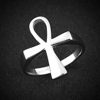 Anillo Ankh Egipcio de Acero Inoxidable con Diseño Personalizado, Antidesvanecimiento, Chapado en Oro Amarillo Pulido, Anillo Cruzado Chapado en Oro para Hombre