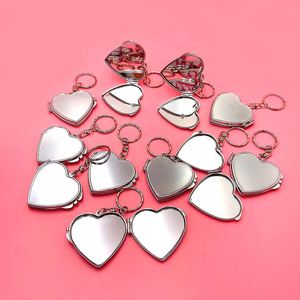 Small Portable Mini <b>Makeup</b> Mirror Metal Heart-Shaped Keychain DIY Accessory - Product Image 4