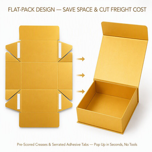 Boîte <span class=keywords><strong>cadeau</strong></span> magnétique à rabat en satin doré, pliable, finition nacrée, pré-découpée, pop-up, économie de frais de transport, vente en gros - Product Image 2