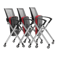 Chaise de formation roulante polyvalente avec dossier en maille, sièges imbriqués faciles à déplacer avec roulettes pour salles de classe et séminaires flexibles