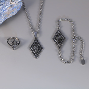 European American Retro Bohemian <b>Titanium</b> Steel <b>Ring</b> Geometric Engraving Women's Gift SA1180 - Product Image 4