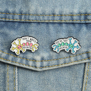 Broches de Esmalte con Neurona <span class=keywords><strong>y</strong></span> la Frase 'You Have Got Potential', Divertidos, Científicos, Motivacionales, para Solapa, Venta al Por Mayor - Product Image 1