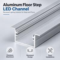 Profilé LED encastré en aluminium pour éclairage linéaire au sol, idéal pour escaliers et couloirs, avec diffuseur