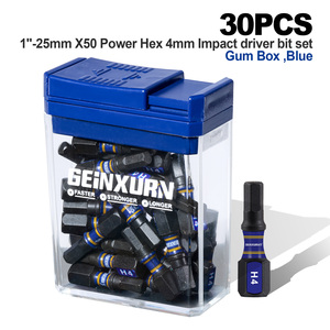 15PCS Wood Drilling 1&quot;-25mm <strong>Hex</strong> 4mm Torque &amp; Durability Impact Driver <strong>Bit</strong> Gum Box <strong>Set</strong> for Carpenters-Blue - Product Image 2